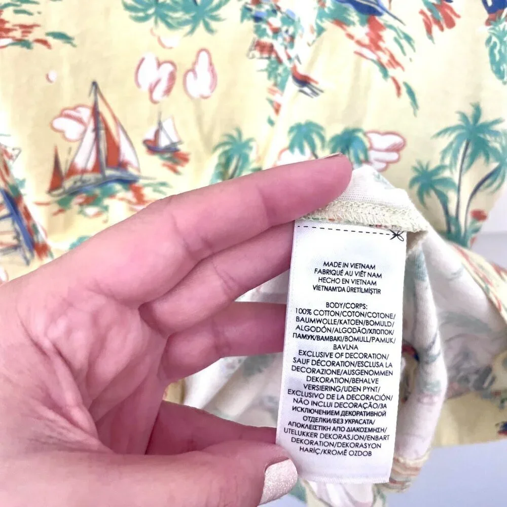 Polo Ralph Lauren Mini Hawaiian Sailboat Yellow Cotton Polo Classic Fit L
